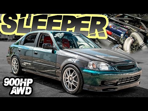 900HP 4 Door Turbo AWD Honda "The Ultimate Sleeper" V8 KILLER with a FULL SOUND SYSTEM!