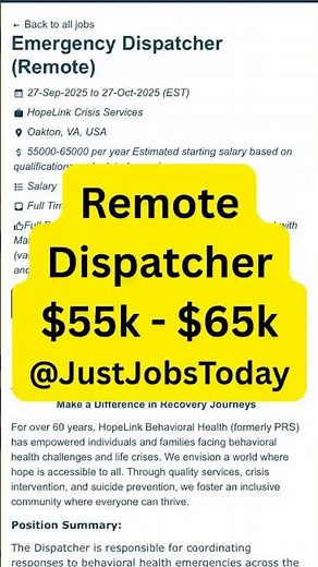 Remote Dispatcher $55k $65k