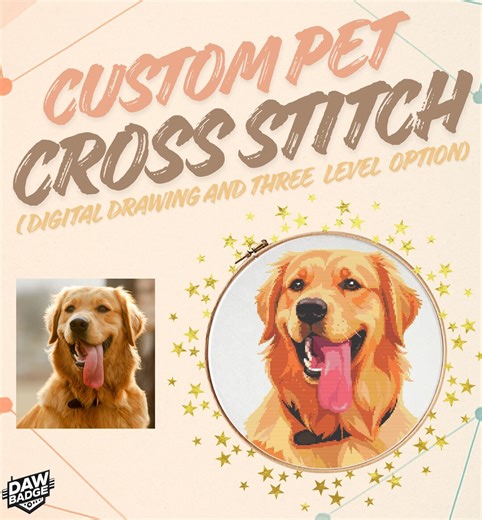 Custom Pet Portrait Cross Stitch Pattern, Personalized Dog or Cat or Your Pet Pattern, Memory Photo to Embroidery, Instant Download PDF - Etsy