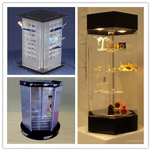 [Hot Item] Rotating Acrylic Display Case Locking Cabinet 360° Rotatable Eyewear Showcase Modern Countertop Jewelry