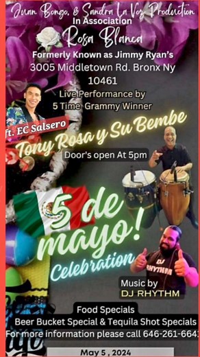 Come celebrate 5 de Mayo with us Bronx NY #salsa #livemusic | Tony Rosa