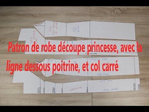 Couture ma passion | Princess cut dress pattern, with underbust line, and square neckline.