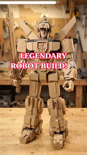 Building A Giant Lego Voltron Entirely Out Of Cardboard! 🤖📦 #shorts #legorobot