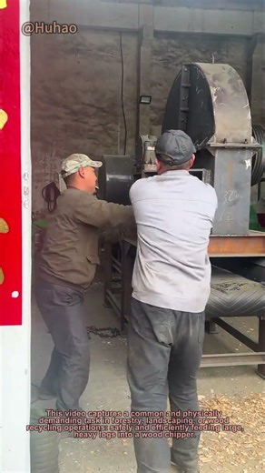 The Simple Two-Man Log Feeding Technique for Wood Chippers | Safe & Efficient