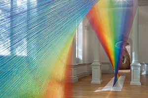 This Dazzling Indoor Rainbow Is Made From 60 Miles of Embroidery Thread