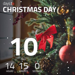 🎄🎁 #Christmas Day is only a little over 10 DAYS away! 👪🎅 ⏳ For a live countdown in your timezone: https://days.to/christmas 🌐 US/Eastern | Days To