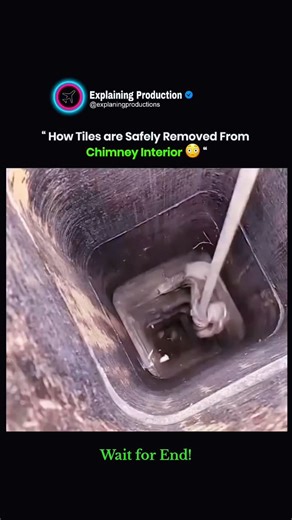 Explaining Production on Instagram: "The tiles are safely removed from a chimney interior using a specialized tool called a rotary tile breaker or chimney tile breaker. This device features spinning heads or chains that efficiently break the old clay flue tiles into smaller, manageable pieces. How it Works The tool is attached to a series of steel rods and an electric drill (typically a 1/2-inch drill with a minimum of 7 amps and a maximum of 900 RPM). The spinning action of the heads or chains 
