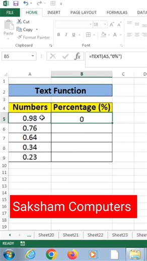 Text Function in Excel _ excel Tutorials _ Excel #excel #msworld#shortvideo