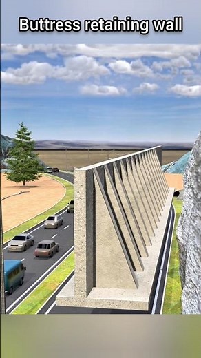 Buttress retaining wall #EngineeringFacts #Architecture #3DAnimation #CivilEngineering #Construction
