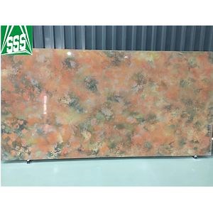 [Hot Item] Latest Design Pink Orange Quartz Stone Slab Artificial Quartz Countertop