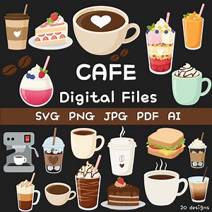 Coffee Shop Clipart Bundle | Svg Png Pdf | Barista Icons, Cricut & Tumbler Instant Download Printable - Etsy