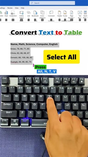 Convert plane text into a table just in 1 click #word #excel #computertips #window #quickpctips