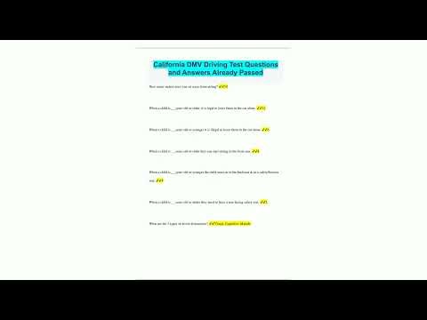 California DMV Driving Test Questions and Answers Already Passed87