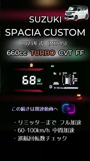 スペーシアカスタム ターボは速い？MK54S フル加速【Shorts】