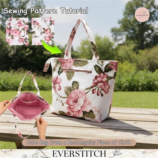 Rectangle Tote Bag Sewing Pattern (PDF   Video) - Etsy