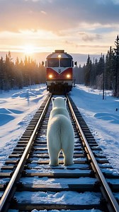 Alert bear prevents a train disaster with its actions! #aigc #bear #animalsbewilderingbehaviors | Beauty Of Nature