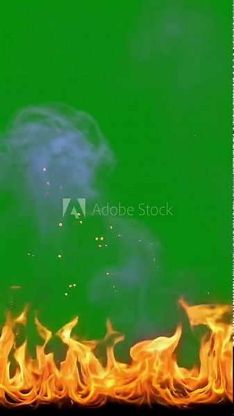 Realistic Fire Flames, Smoke, and Sparks on Chroma Key Green Screen for VFX