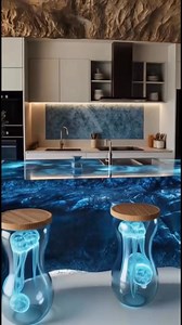 From just a cave to an incredible sea front kitchen with epoxy island and chairs. This is the most beautiful transformation you’ve ever seen 🤯👏👏 #epoxy #homedesign #seafront #kitchen | Accra Real Estate