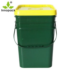 [Hot Item] Food Grade Black Square Plastic Bucket with Tamperproof Lid