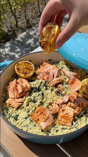 Cremet orzo | med spinat, dild, citron & grillet laks
