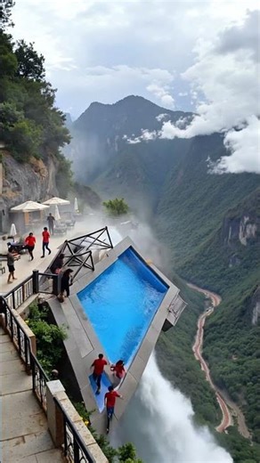 Horrible moment!😱🚨 Luxury Cliffside Pool Collapses With Tourists #disaster #poolfall #shocking