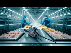 How Are Swordfish Fillets Made with Garlic Butter in a Factory?