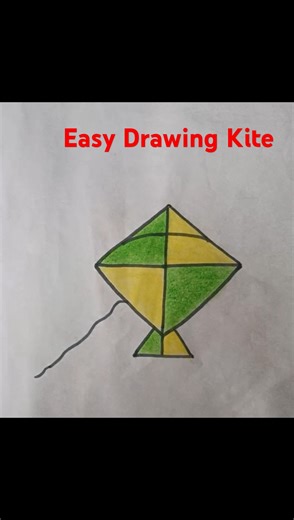 Kite Drawing/How to Draw and Colour a Simple Kite/Kite Drawing For Kids🪁 #shorts#ytshorts#shortvideo