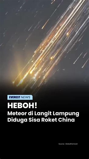 Fenomena cahaya terang yang melintas di langit Lampung sempat menghebohkan warga dan viral di media sosial. Banyak yang mengira kilatan dengan ekor panjang tersebut adalah meteor karena tampilannya yang mencolok di langit malam. Namun, fenomena itu diduga merupakan serpihan sampah antariksa dari roket China jenis Long March 3B yang kembali memasuki atmosfer bumi. Kilatan tersebut terjadi akibat gesekan dengan atmosfer yang membuat material terbakar, sehingga terlihat seperti “hujan cahaya” yang 