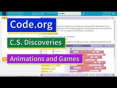 Code.org Lesson 28.4 Project - Design a Game | Tutorial with Answers | C.S. Discoveries Unit 3