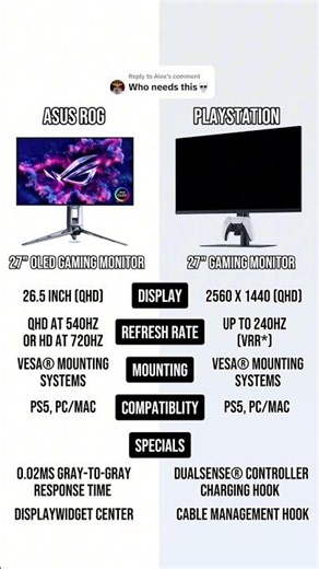 Which one? 🧐🎮 #ps5 #playstation #gaming #monitor #setup