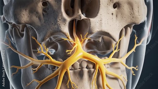 Medical Animation of the Stylomastoid Foramen and Trigeminal Nerve Branches
