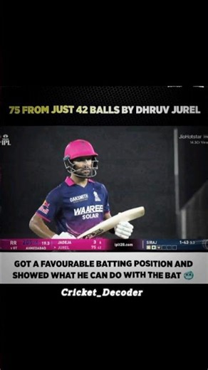 75 In Just 42 By Dhruv Jurel 🥶💀