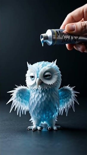 Frozen Ice Owl from Paint ❄️🦉 ASMR#viral #youtubeshorts #shorts #viralvideo #animation