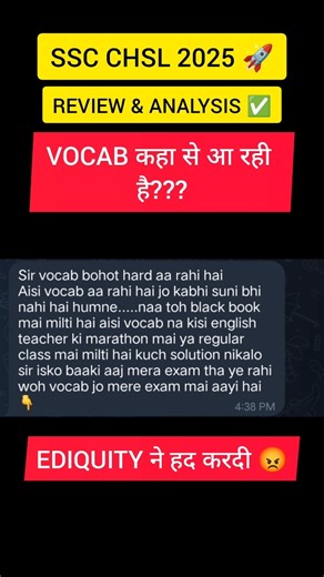 SSC CHSL 2025 ENGLISH EXAM REVIEW AND ANALYSIS ✅ || #sscchsl2025 #englishvocabulary