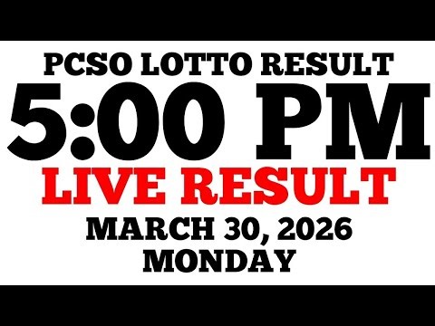 Lotto Result Today 5:00 PM Draw March 30, 2026 Monday PCSO LIVE Result
