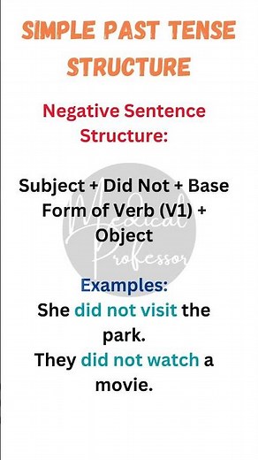 "Simple Past Tense Negative Structure | Grammar Simplified for Learners"