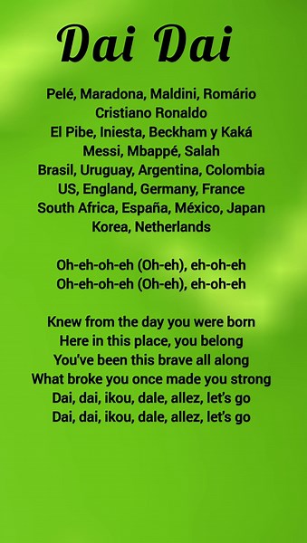 ⚽️🌍 DAI DAI FIFA World Cup 2026 (English Translation + lyrics) Shakira #fifa #fifaworldcup #song