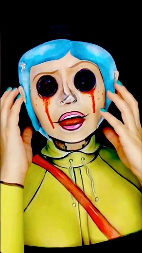 Coraline Stop Motion Makeup🧵 ⚠️SFX Makeup⚠️ #coraline #coralinecosplay #halloweenmakeup #buttoneyes