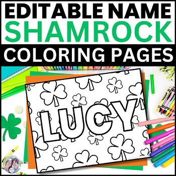 Shamrock Coloring Pages March Name Tags Craft Happy St Patricks Day Editable