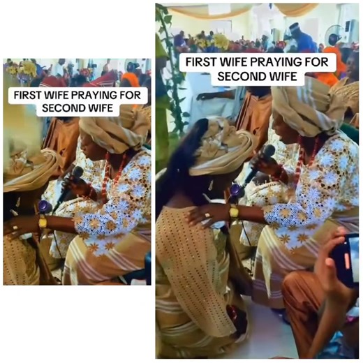 Video of first wife praying for her husband’s new bride on their wedding day A video making rounds online shows a first wife emotionally praying for her husband’s new bride during their wedding ceremony. In the clip, the woman is seen laying hands on the second wife as she blesses her union with their husband. : TT/mercykalaga. | Anambra State - Light of the Nation | Facebook