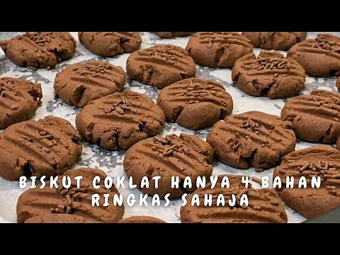 Biskut coklat rangup hanya mengunakan 4 bahan ringkas sahaja! Sedap dan mudah, biskut raya mudah.