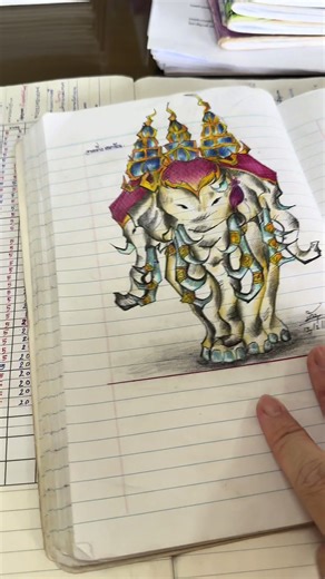 วาดช้างเอราวัณ ผลงานนักเรียนตัวสุดท้าย