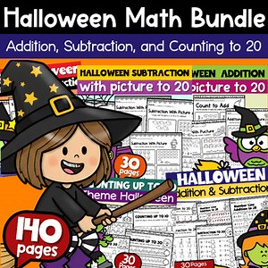 Halloween Math Worksheets for Kindergarten and 1st Grade | Halloween Math Bundle