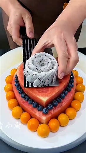 Watermelon cake #cooking #food #fruitcutting #handmade #plating