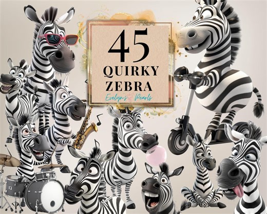 Quirky Zebra Clipart Funny Zebra PNG Humorous Zebra Clipart Safari Animals PNG Sublimations Graphics | Commercial Use Clipart Transparent - Etsy