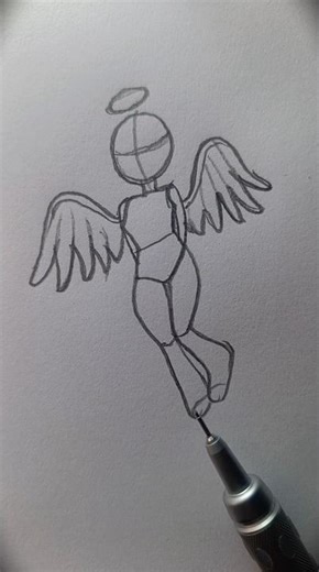 How to draw an Angel (stick man) Tutorial ✏️ #foryou #art #shorts #howtodraw #easydrawing #tutorial