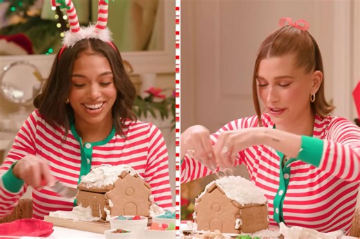Hailey Bieber and Lori Harvey Face Off in Gingerbread House-Making Contest