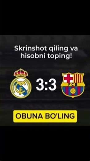 📹 El Clasico🔥 Real Madrid vs Barcelona / hisobni toping🇺🇿 #barcelona #realmadrid #elclasico →🚀