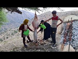 Sheep butchering at the spring by a nomadic woman | Real life of nomads