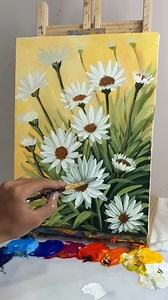 Bright & Cheerful Daisies | Easy Acrylic Flower Painting Tutorial #043 | Acrylic Skills